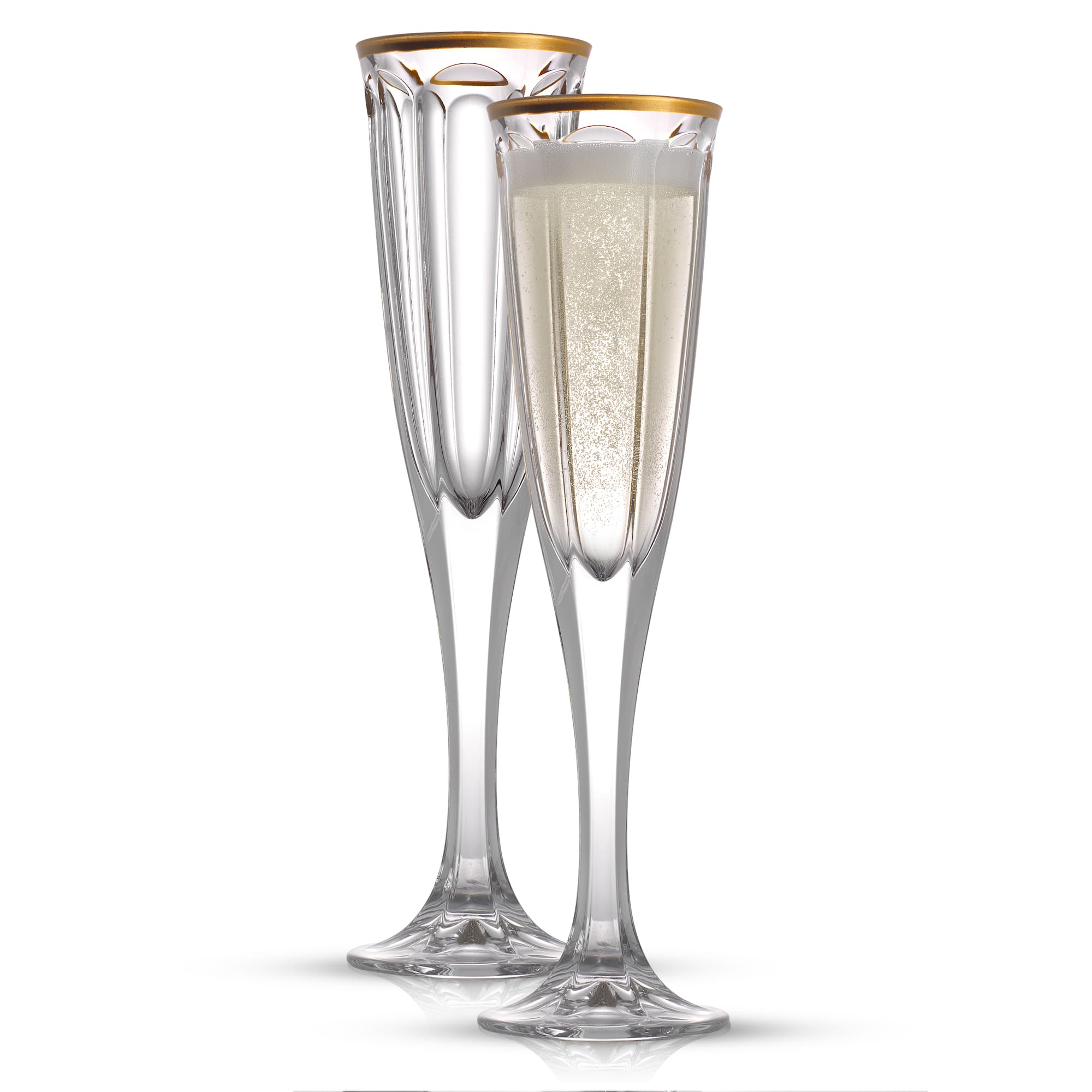 JoyJolt® 4.3oz. Gold Rimmed Windsor Crystal Champagne Flutes, 2ct.
